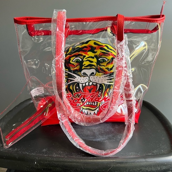Ed Hardy Red Tiger Transparent PVC Tote Bag - Picture 2 of 6